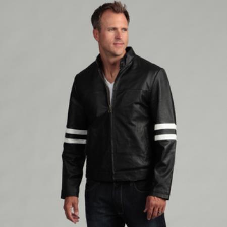Mensusa Products Men's Genuine Leather Moto Jacket Black