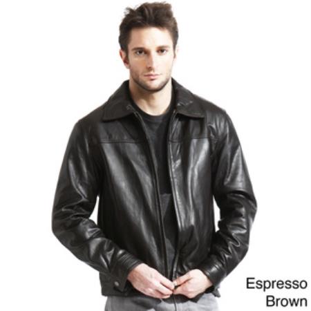 Mensusa Products Men's Genuine Lambskin Leather Jacket Black,Brown