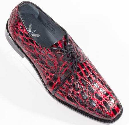Mensusa Products David X Milo Crocodile ~ Alligator  Shoes Red Black