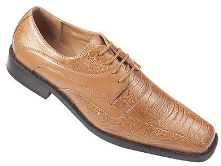 Mensusa Products Men's High Quality Fashion Dress Shoes Snake Skin/Lizard Pattern Light Brown