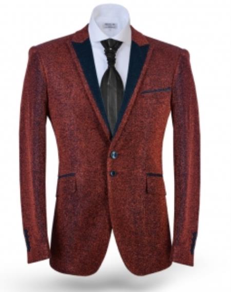 Mensusa Products Unique Paisley Sport Coat Sequin Shiny Flashy Silky Satin Stage Fancy Stage Party Two Toned Blazer / Sportcoat / Mens Jacket / Dinner Jacket Red