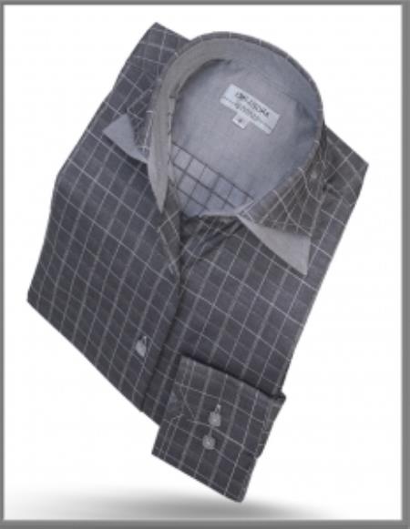 Mensusa Products Angelino Double Collar Shirt Grey