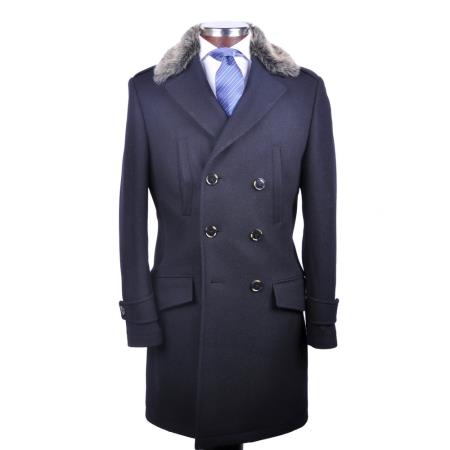 Mensusa Products Mens Cashmere Double Breasted Long Mens Topcoat Peacoat Overcoat 20 days delivery Black