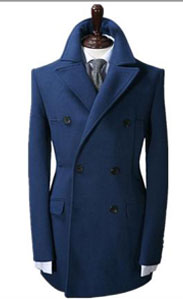 Mensusa Products Mens Cashmere Double Breasted Long Mens Topcoat Peacoat Overcoat 20 days delivery Navy Blue