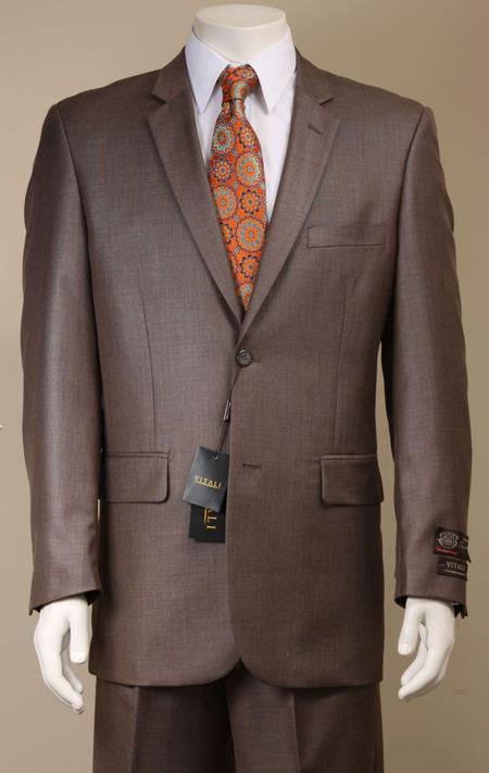 Mensusa Products Two Button Suit New Edition Shiny Sharkskin Taupe