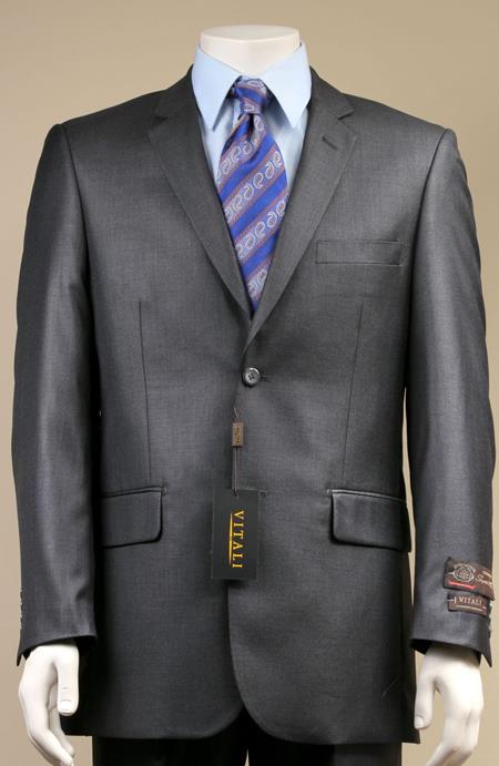 Mensusa Products Two Button Suit New Edition Shiny Sharkskin Charcoal Grey
