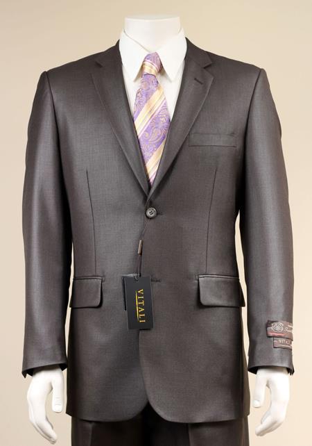 Mensusa Products Two Button Suit New Edition Shiny Sharkskin Dark Brown