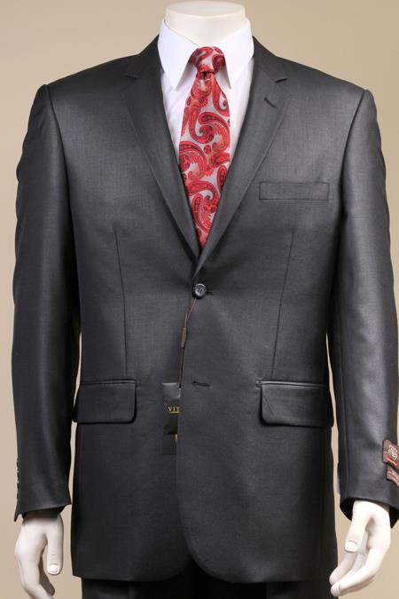 Mensusa Products Two Button Suit New Edition Shiny Sharkskin Black