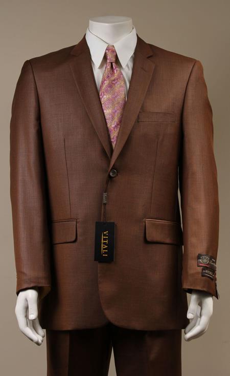 Mensusa Products Two Button Suit New Edition Shiny Sharkskin Rust