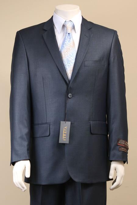 Mensusa Products Two Button Suit New Edition Shiny Sharkskin Navy Blue