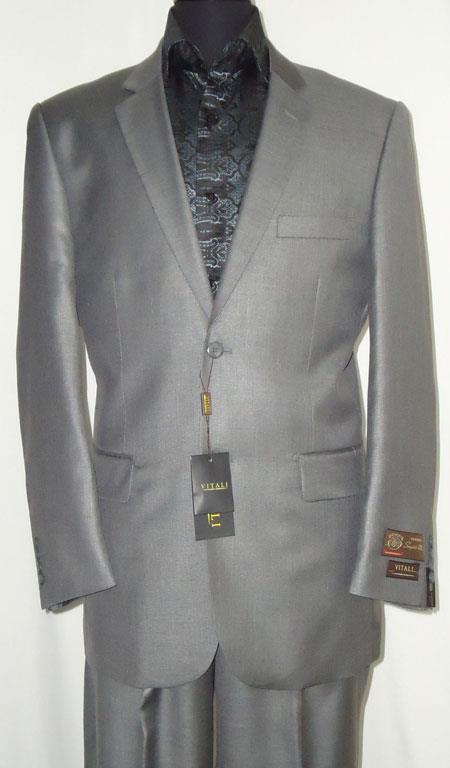 Mensusa Products Two Button Suit New Edition Shiny Sharkskin Silver Gray