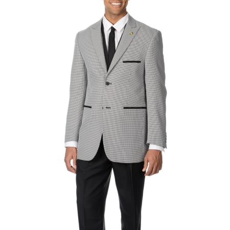 Mensusa Products Men's Black Houndstooth Four-piece Vested Suit