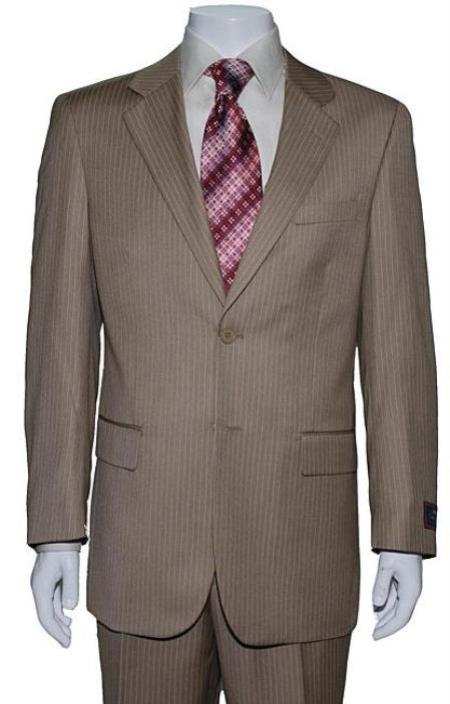 Mensusa Products Mens Two Button Tan Mini Pinstripe Suit