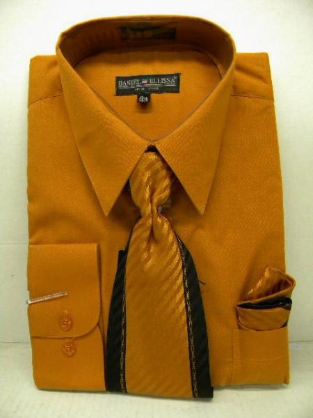 Mensusa Products Mens Rust Dress Shirt Tie Set