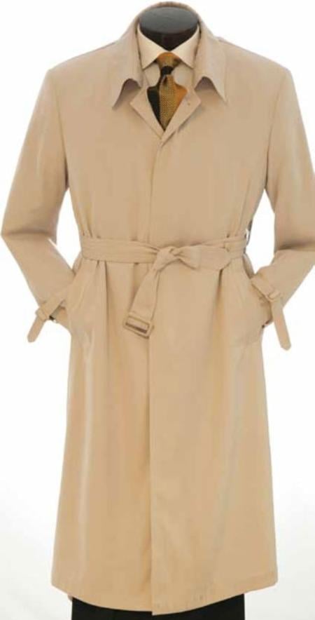 Mensusa Products Mens Full Length Trench Coat in Khaki