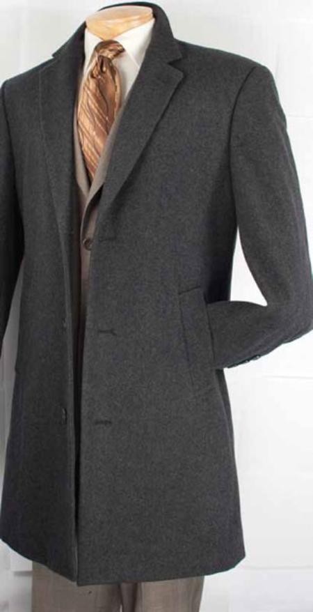 Mens Car Coat Collection in a Soft Cashmere Blend Charcoal Grey 