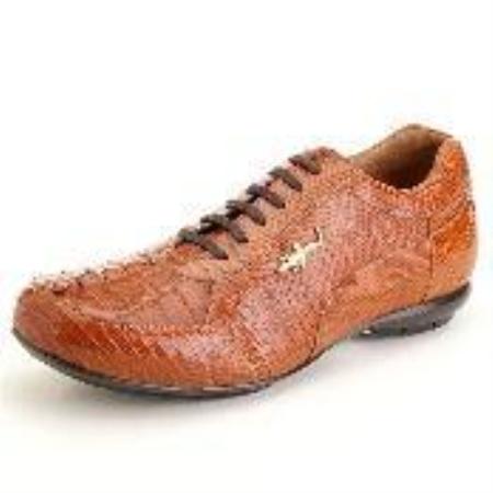 Mensusa Products Copper~Rust~Cognac Genuine Hornback & Lizard Sneaker