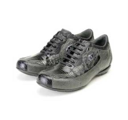 Mensusa Products Black & Grey Genuine Lizard/Crocodile Sneaker