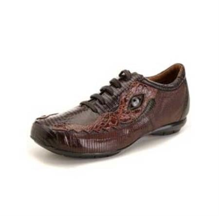 Mensusa Products Dark Brown/Brown Lizard & Caiman Sneaker