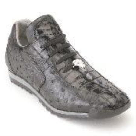 Mensusa Products Black Genuine Croc & Ostrich Sneakers