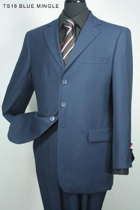 Mensusa Products Men's 3 Button Black mingle Stripe Super 140's Wool Suit