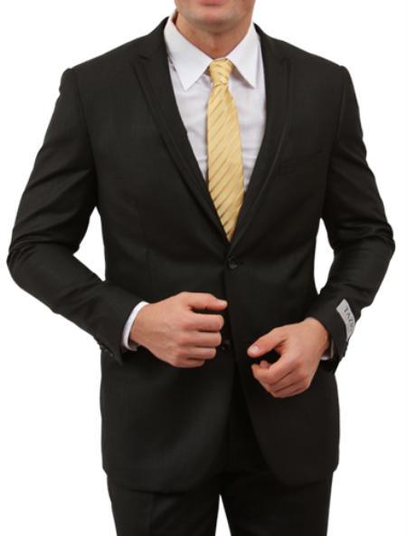 Mensusa Products Men's 2 Button Front Closure Black Satin Trim Suit