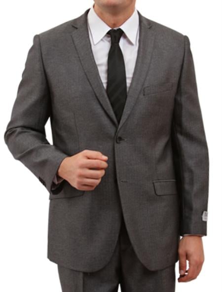 Mensusa Products Solid Herringbone Mens 2 Button Front Closure Suit