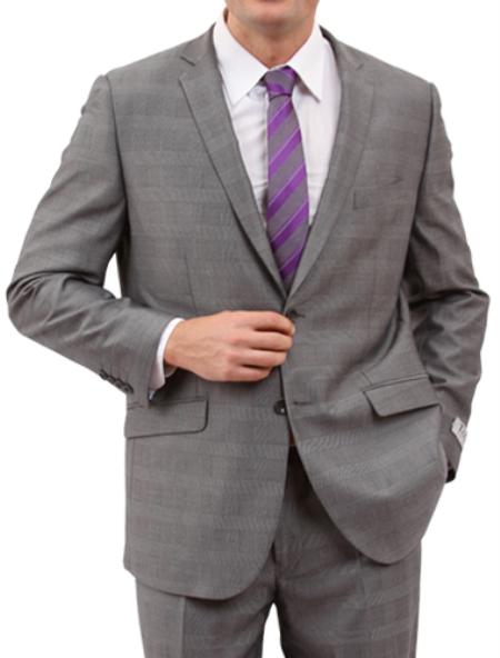 Mensusa Products Mens Light Grey 2 Button Front Closure Suit