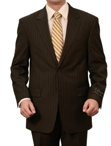 Mensusa Products Mens 3 Button Front Closure Solid Black Pinstripe Suit