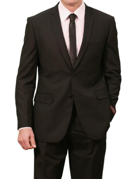Mensusa Products Mens 2 Button Front Closure Slim Fit Suit Black
