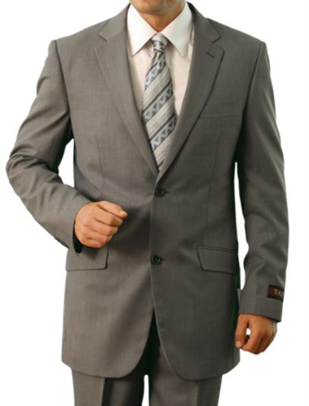 Mensusa Products Mens Light Grey 2 Button Front Closure Slim Notch Lapel Suit