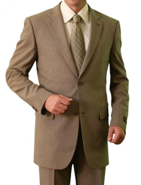 Mensusa Products Men's 2 Button Front Closure Notch Lapel Suit Tan