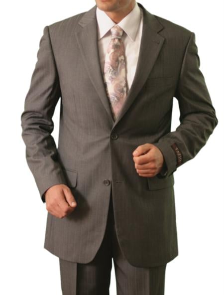 2 Button Grey Front Closure Notch Lapel Suit Mens Cheap