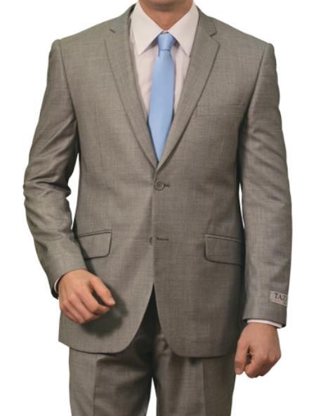 Mensusa Products Mens 2 Button Front Closure Slim Fit Suit Light Grey