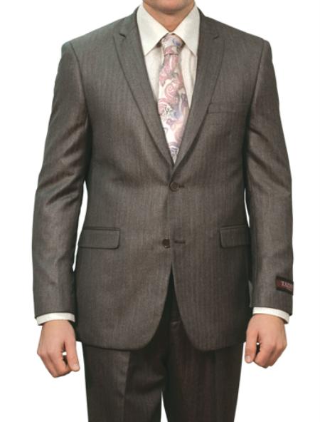 Mensusa Products Mens Carbon Grey Shiny Pin Stripe 2 Button Front Closure Suit