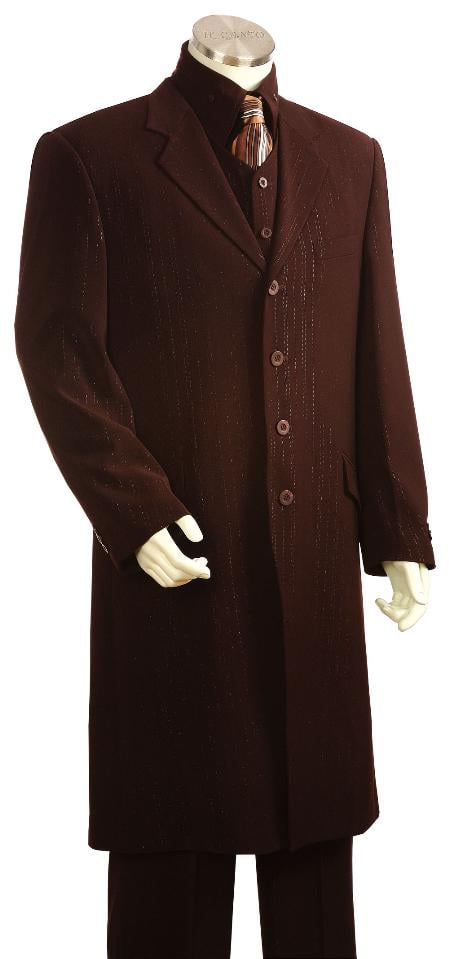 4 Button Brown Long Zoot Suit Mens