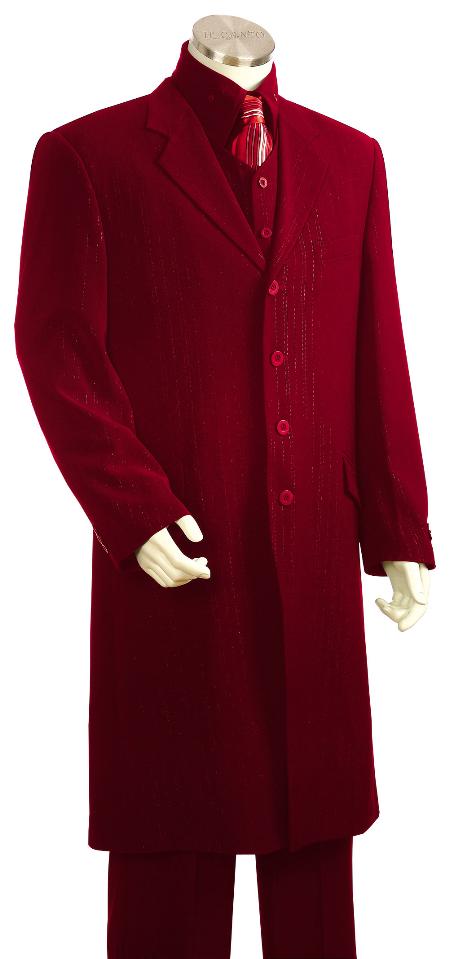 Mensusa Products Mens Red 3 Piece Fashion Zoot Suit + Shirt + Tie + Vest Package