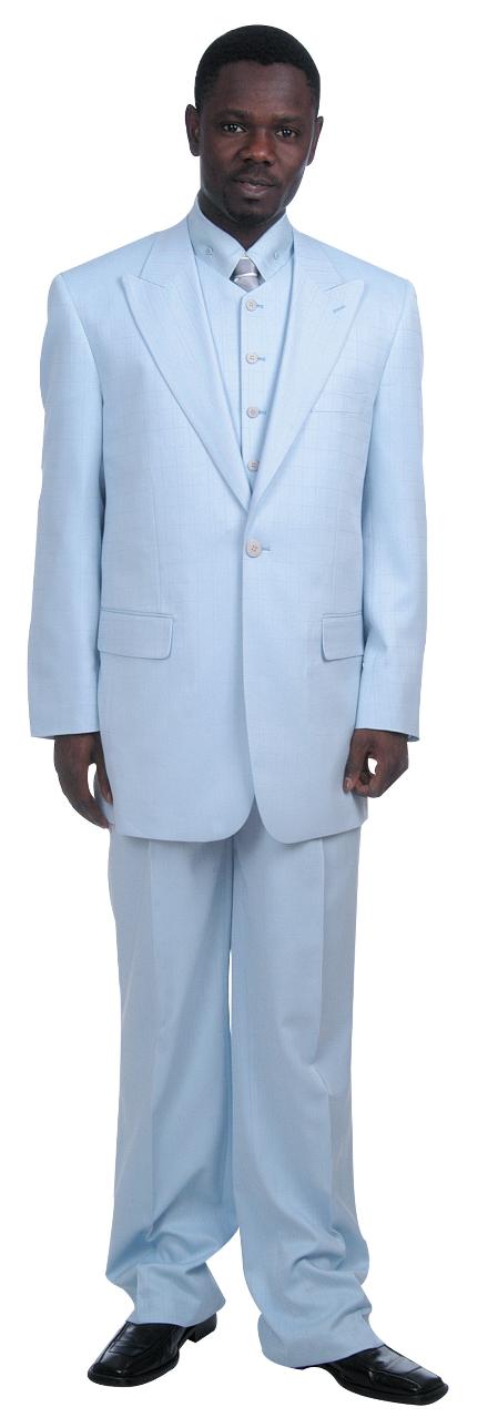 men suits sale, Men's Fashionable 1 Button Zoot Suit With Vest,, Men's Fashionable 1 Button Zoot Suit With Vest Sky Blue