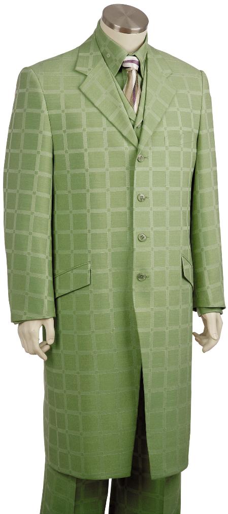Mensusa Products Mens Luxurious 3 Piece Long Zoot Suit Olive
