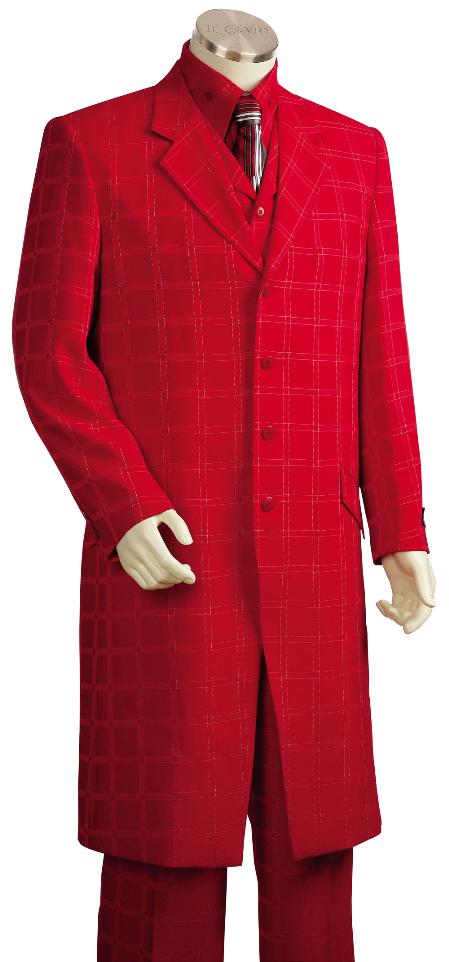 Mensusa Products Mens Stylish Hot Red 3 Piece Zoot Suit + Shirt +Tie + Vest