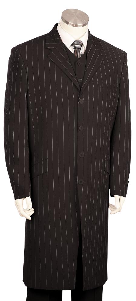 Mensusa Products Men's Black Pinstripe Long Zoot Suit