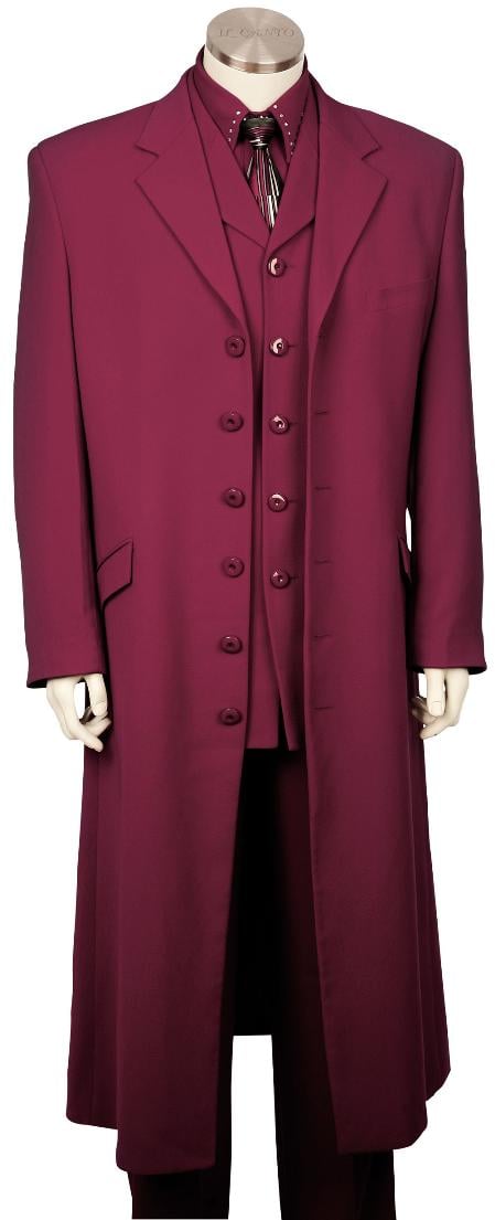 Mensusa Products Mens 3 Piece Fashionable Long Zoot Suit Violet 45'' Long Jacket EXTRA LONG JACKET Maxi Very Long