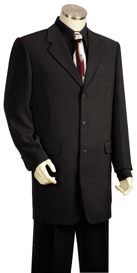 Mensusa Products Mens Fashionable 3 Button Solid Black Zoot Suit