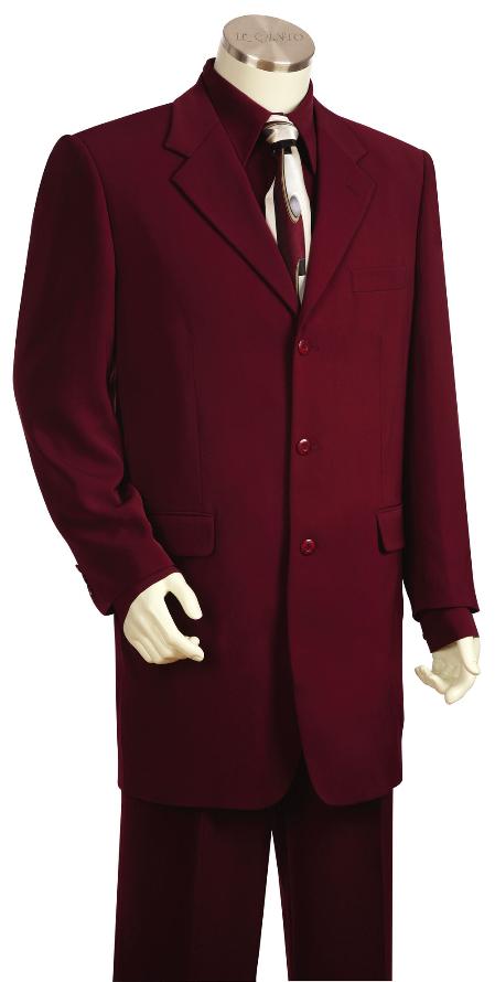 Mensusa Products Men's 3 Button Fashionable Zoot Suit Wine