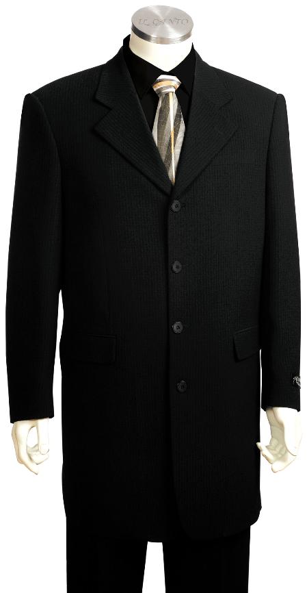 Mensusa Products Men's High Fashionable Solid Black 3 Button Zoot Suit