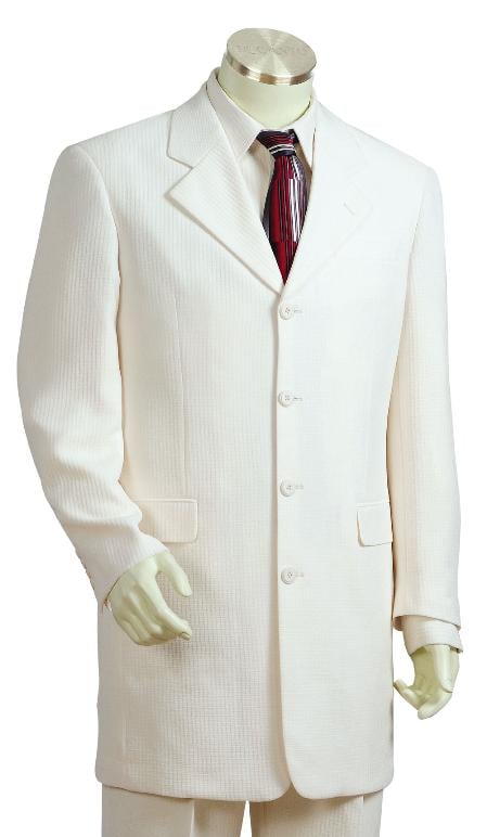 Mensusa Products Mens Luxurious Off White 4 Button Zoot Suit