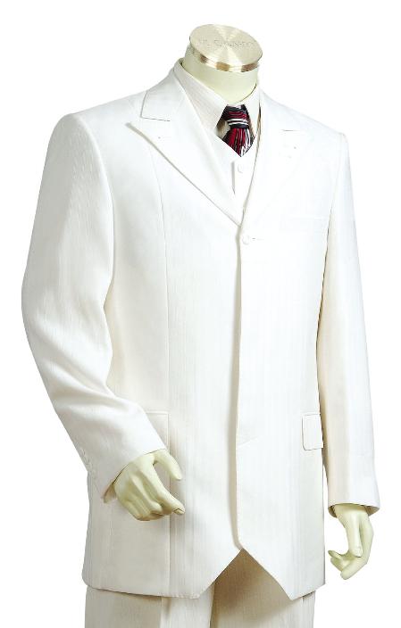 Mensusa Products Men's Offwhite 1 Button Vested Zoot Suit