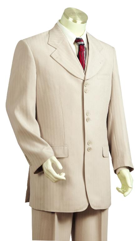 Mensusa Products Men's Taupe Fashion Vested Zoot Suit