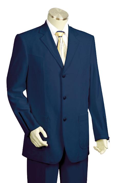 Mensusa Products Men's Luxurious 3 Button Navy Zoot Denim Fabric Suit