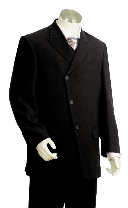 Mensusa Products Mens High Fashion 3 Button Black Zoot Suit